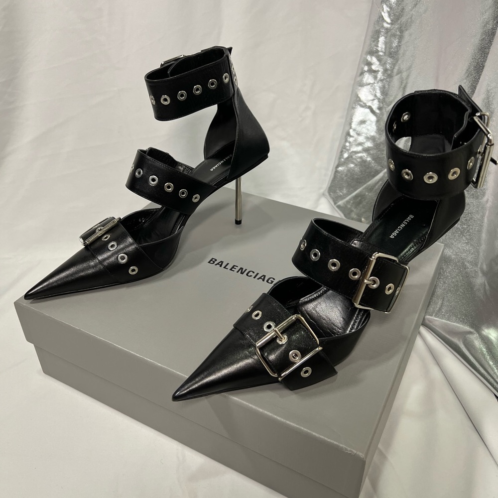 Balenciaga Shoes 80mm Belt Buckled Leather Pumps